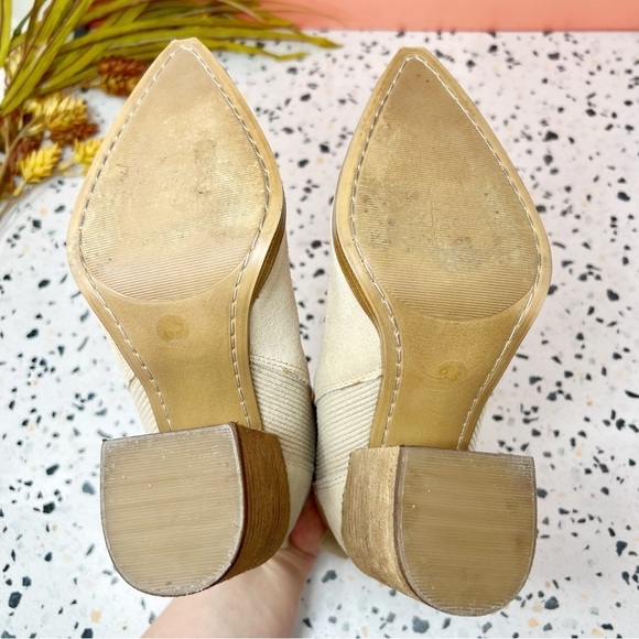 Steve Madden Trekk Sand Tan Pointed Suede Leather Stacked Heel Boots Sz 6.5 - Picture 12 of 14